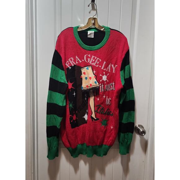 A Christmas Story Leg Lamp Ugly Christmas Sweater Red Green Holiday Men’s XXL - Picture 1 of 6